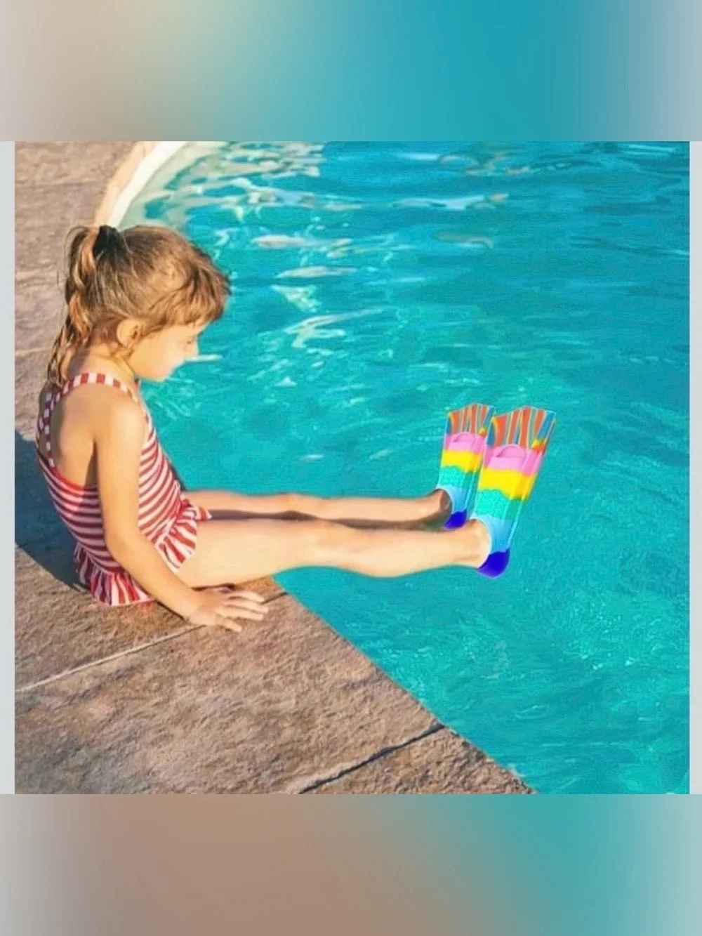 Kids Swim Fins, Comfortable Silicone Flippers for Swimming and Diving, Size Suit